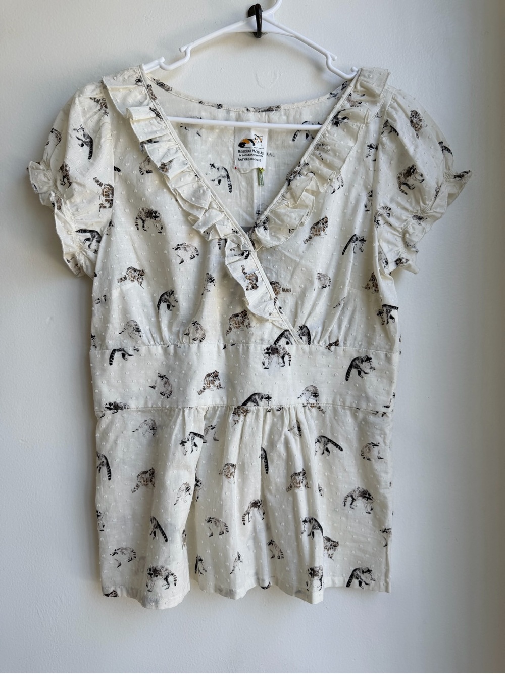RARE NWT Anthropologie Rebekah Maysles Raccoon Rumpus Blouse - Size 10
